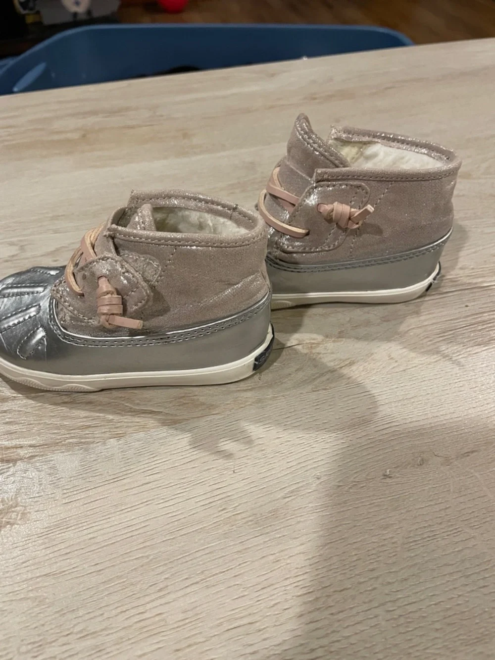 Baby S Metallic Silver and Blush Sperry Boots